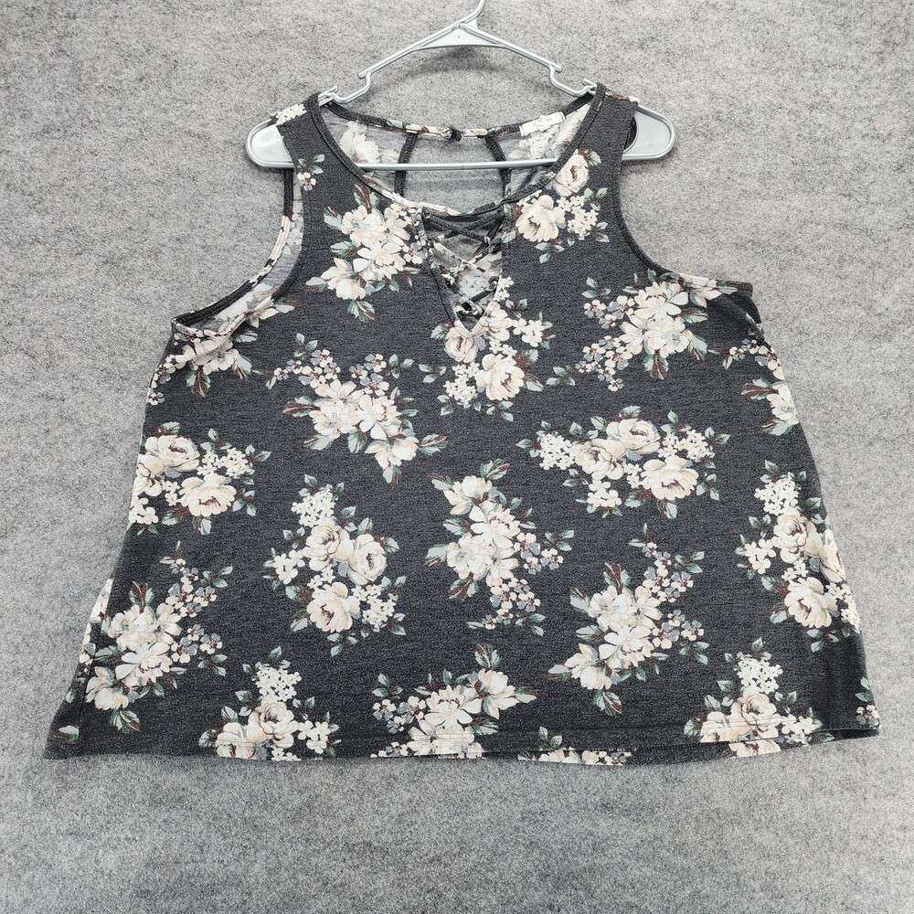Maurices Shirt Womens Extra Large Black Floral Sleeveless